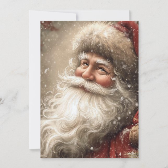 Santa Claus Nostalgic Christmas Flat Card (Front)