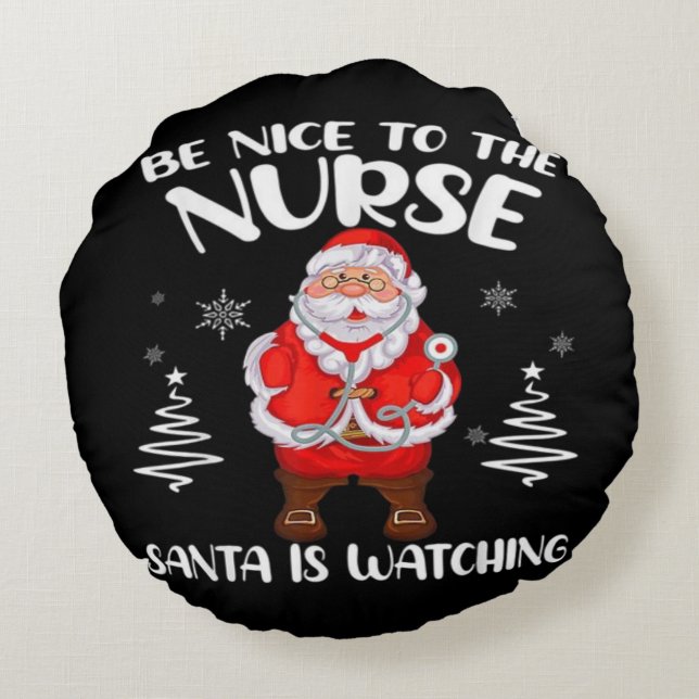 Santa Claus Nurse  Round Cushion (Back)