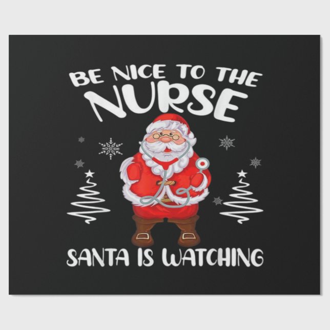 Santa Claus Nurse  Wrapping Paper (Flat)