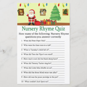Santa Claus Nursery Rhyme Quiz baby shower game
