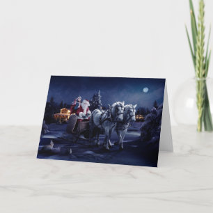 Santa Claus On A Horse Driven Sleigh Holiday Card