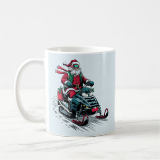 Santa Claus on a snowmobile Coffee Mug