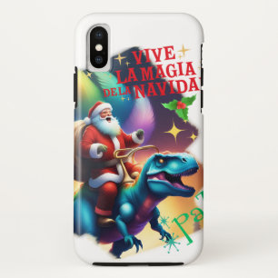 Santa Claus on a T rex iPhone X Case