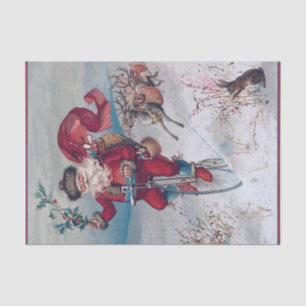 Santa Claus on a Unicycle Reindeer Right Behind! Tissue Paper