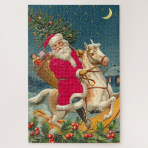 Santa Claus on a wooden horse Jigsaw Puzzle