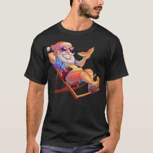 Santa Claus On Beach Chair Hawaiian Christmas in J T-Shirt