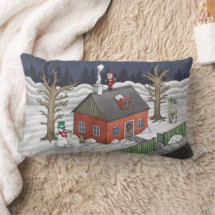 Santa Claus on Christmas Eve Lumbar Cushion