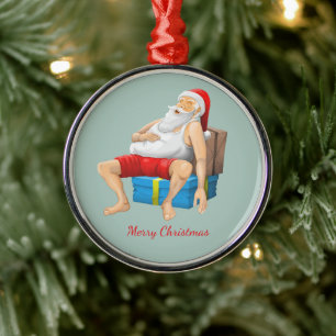 Santa Claus on Christmas Eve Metal Ornament