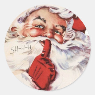 Santa Claus on Christmas Eve Shhh Vintage Classic Round Sticker