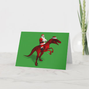 Santa Claus On Dino Holiday Card