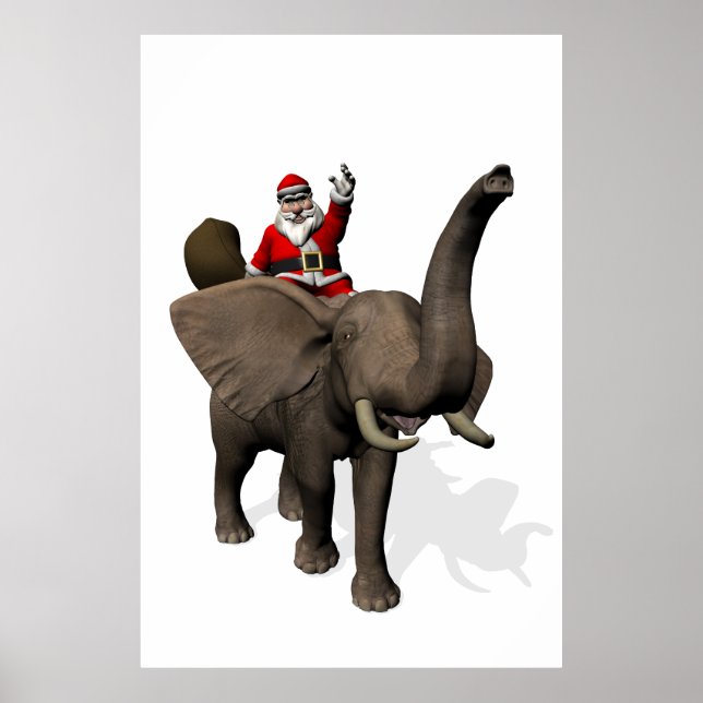 Santa Claus On Elephant Poster (Front)