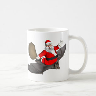 Santa Claus On Flying Bat Coffee Mug