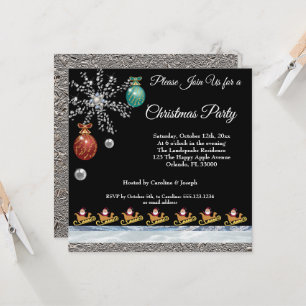 Santa Claus on gold, silver & icy snow & Foil Invitation