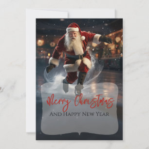 Santa Claus on Ice Holiday Card