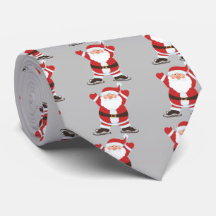 Santa Claus on Ice Skates Christmas Holiday Tie