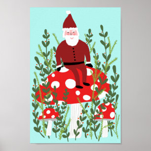 Santa Claus on Magical Mushroom Poster
