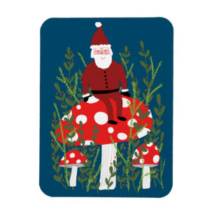 Santa Claus on Magical Mushroom Xmas Magnet