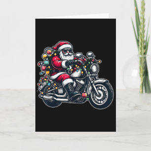 Santa Claus On Motorcycle Funny Biker Christmas Xm Card