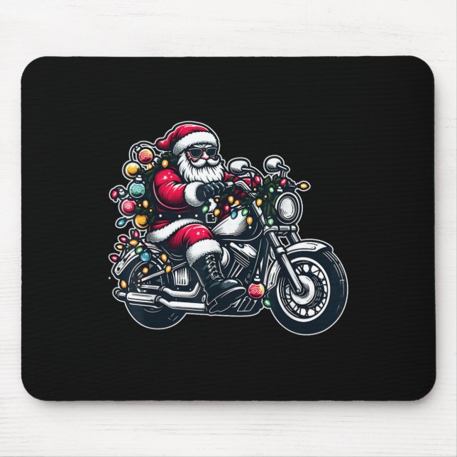 Santa Claus On Motorcycle Funny Biker Christmas Xm Mouse Pad (Front)