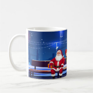 Santa Claus on Park bench Coffee Mug