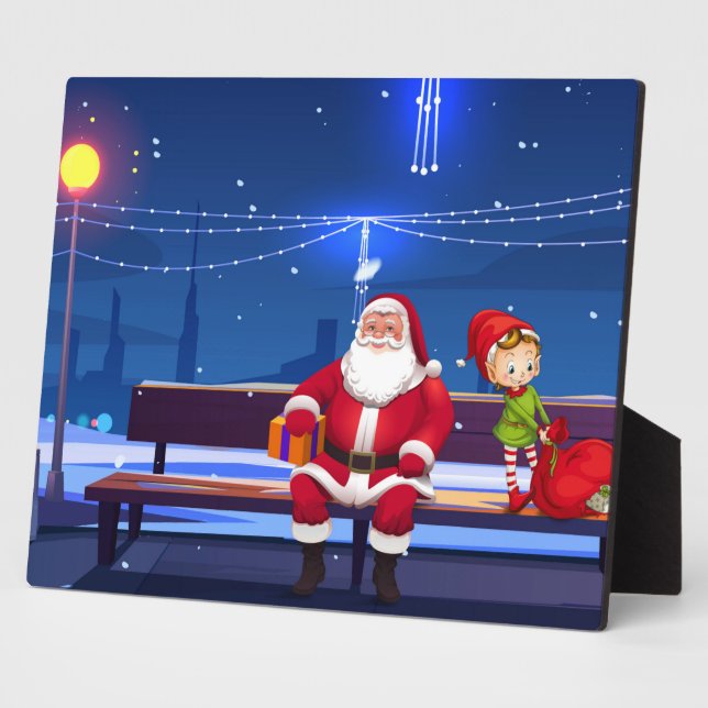 Santa Claus on Park bench Plaque (Side)
