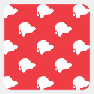 Santa Claus on red Square Sticker