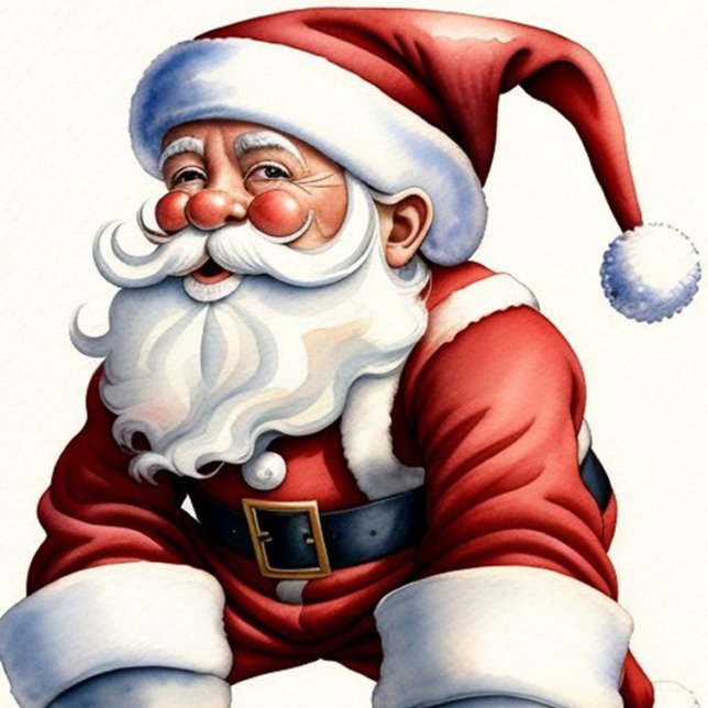 Santa Claus on Roller Skates Flat Holiday Card (Cute Santa Claus Postcards!)