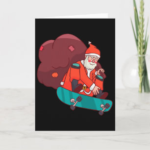 Santa Claus On Skateboard Funny Christmas Gift  Card