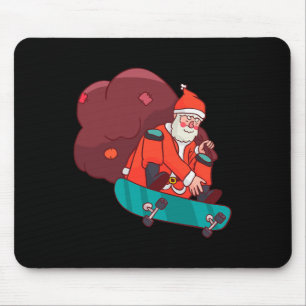 Santa Claus On Skateboard Funny Christmas Gift Mouse Pad