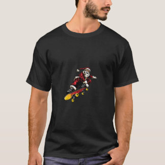 Santa Claus On Skateboard Funny Christmas Gift T-Shirt