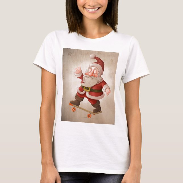 Santa Claus on skateboard T-Shirt (Front)