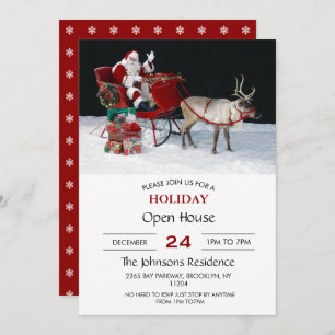 Santa Claus on sleigh with presents       Invitation