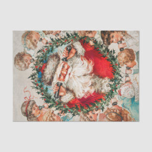 Santa Claus on string phones listening to children Tissue Paper