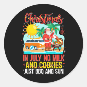 Santa Claus On The Beach - Christmas In July Classic Round Sticker