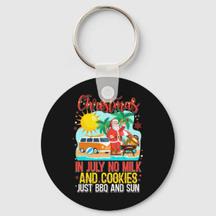 Santa Claus On The Beach - Christmas In July Key Ring
