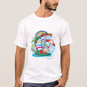 Santa claus on the boat in summer theme. T-Shirt