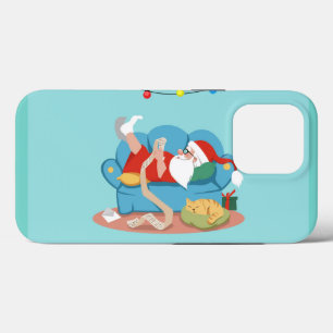 Santa Claus on the couch in pyjamas iPhone 13 Pro Case