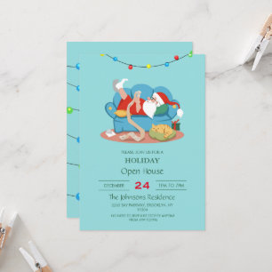 Santa Claus on the couch in pyjamas             Invitation
