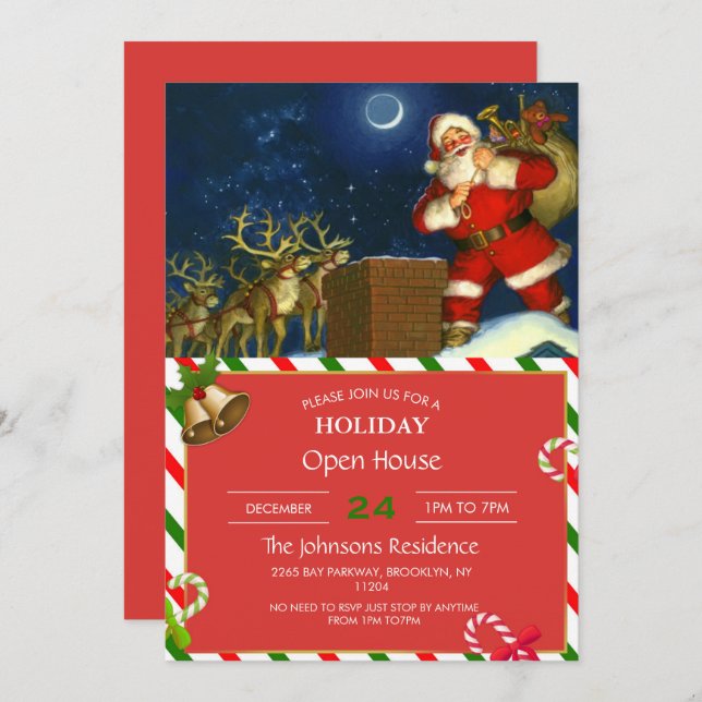 Santa Claus on the roof            Invitation (Front/Back)