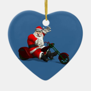Santa Claus On Trike Ceramic Ornament