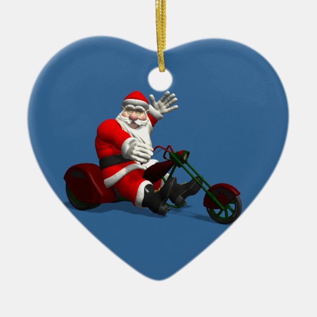 Santa Claus On Trike Ceramic Ornament (Front)