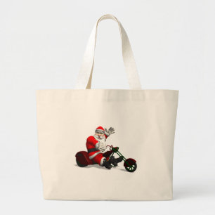 Santa Claus On Trike Large Tote Bag