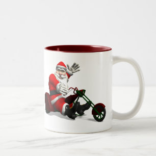 Santa Claus On Trike Two-Tone Coffee Mug