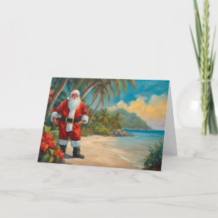 Santa Claus on Tropical Beach  Holiday Card