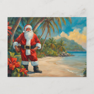 Santa Claus on Tropical Beach Holiday Postcard