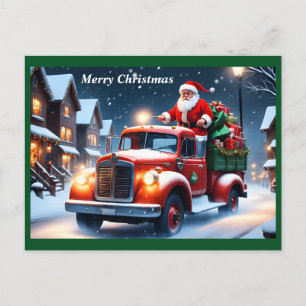Santa Claus on truck Holiday Postcard