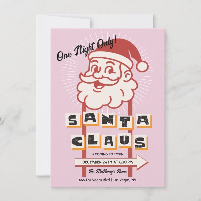 Santa Claus One night only Sign Invitation (Front)