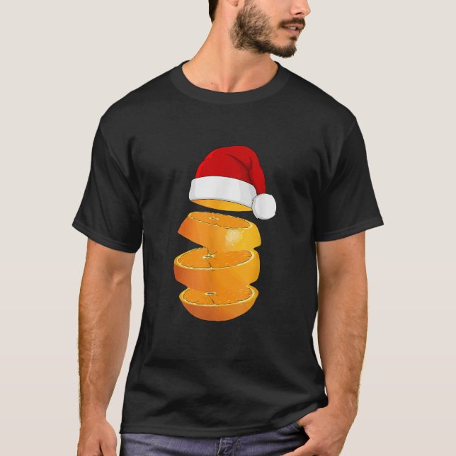 Santa Claus Orange Slice Fruit Vitamin Food Citrus T-Shirt (Front)