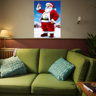 Santa Claus outside in the snow   AI Art Poster