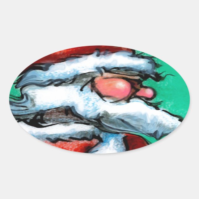 Santa Claus Oval Sticker (Front)